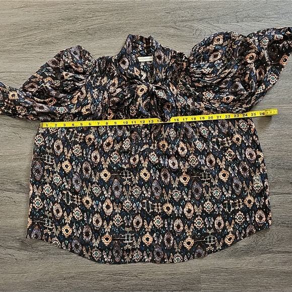 Ulla Johnson Black Onyx Metallic Ada Silk Blouse Size 8 - Picture 11 of 13